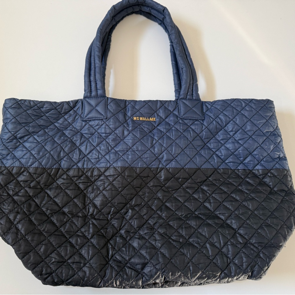 MZ Wallace Blue and Black Large Metro Tote Bag